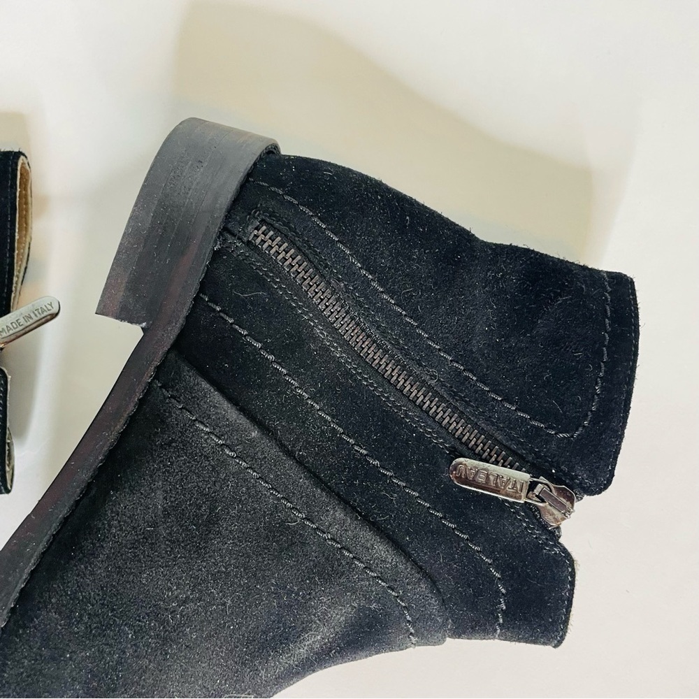 Italeau Black Suede Zipper Side Waterproof Ankle Boot 38.5 - Picture 5 of 10